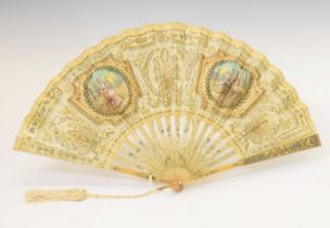 19th century painted silk fan