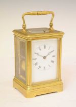 Late 19th century French brass cased repeater carriage clock