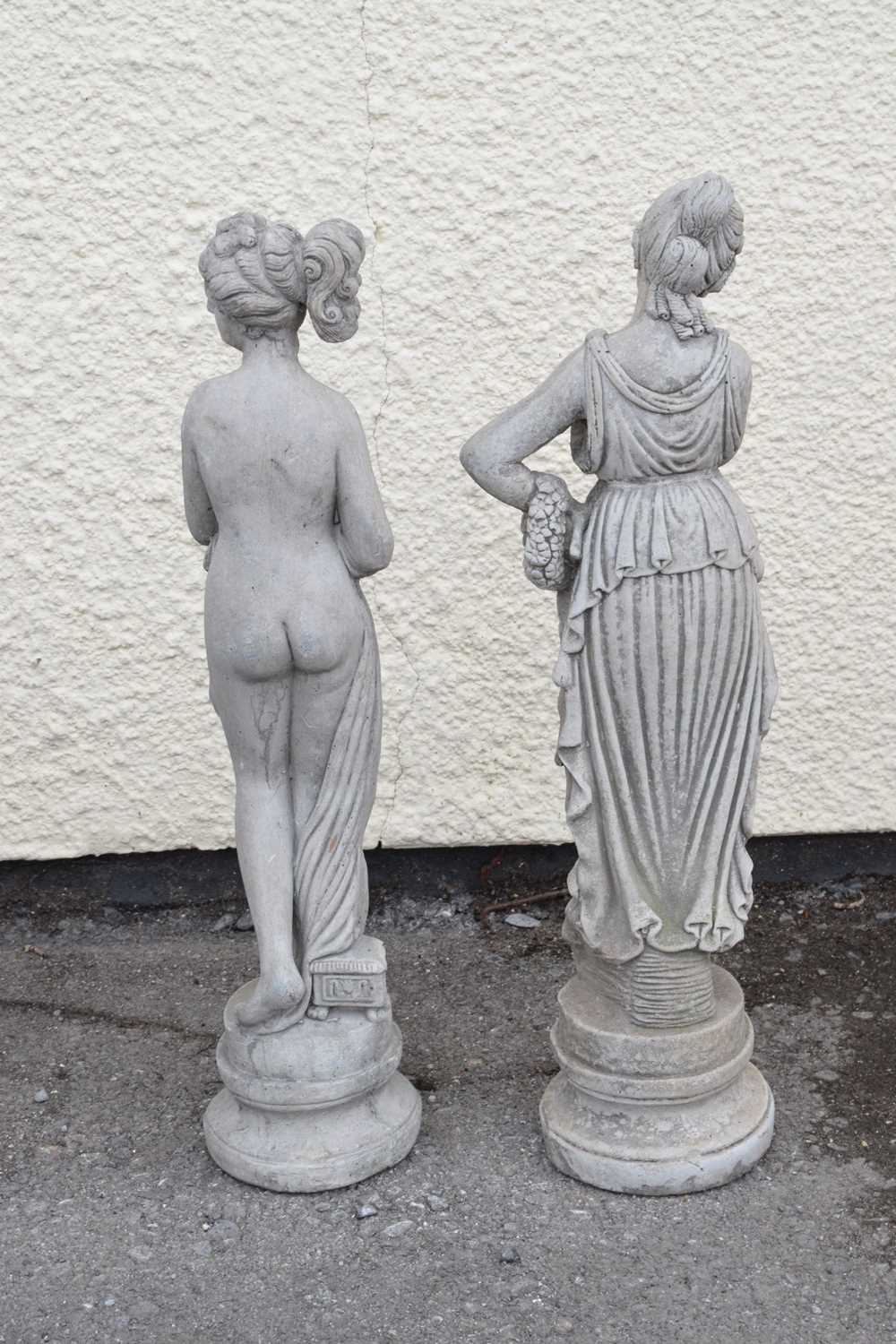 Pair of composite garden statues of classical style maidens - Image 5 of 6
