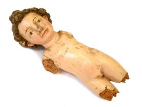 Continental painted cherub fragment