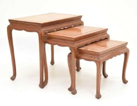 Chinese hardwood nest of three occasional tables