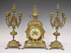 Late 19th century French three-piece clock garniture