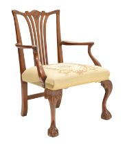 George III oak 'country Chippendale' open armchair