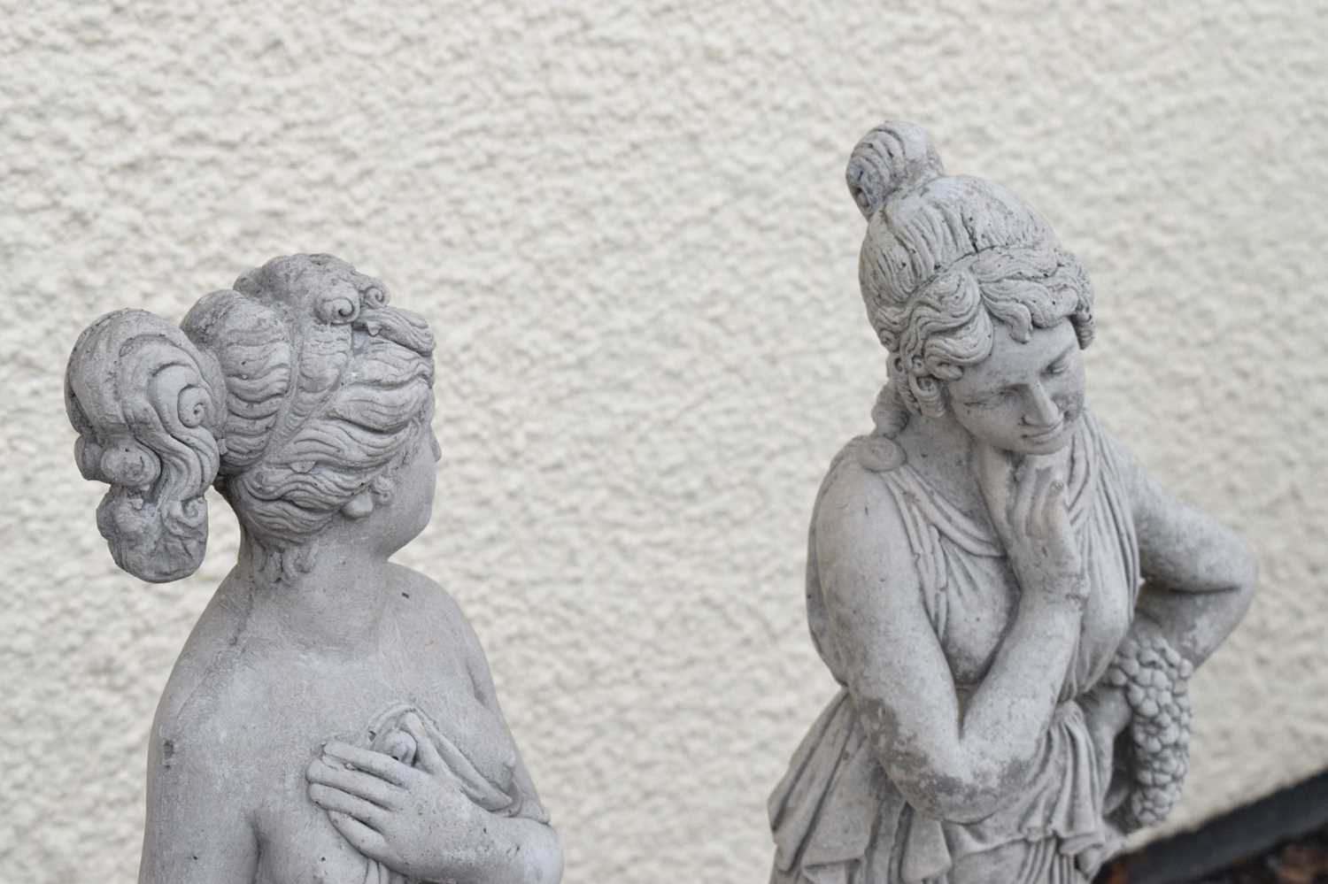 Pair of composite garden statues of classical style maidens - Image 3 of 6