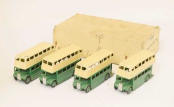 Dinky Toys - Boxed set 29c containing four green and cream double decker buses