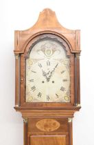 Early 19th century inlaid mahogany-cased 8-day painted dial longcase clock