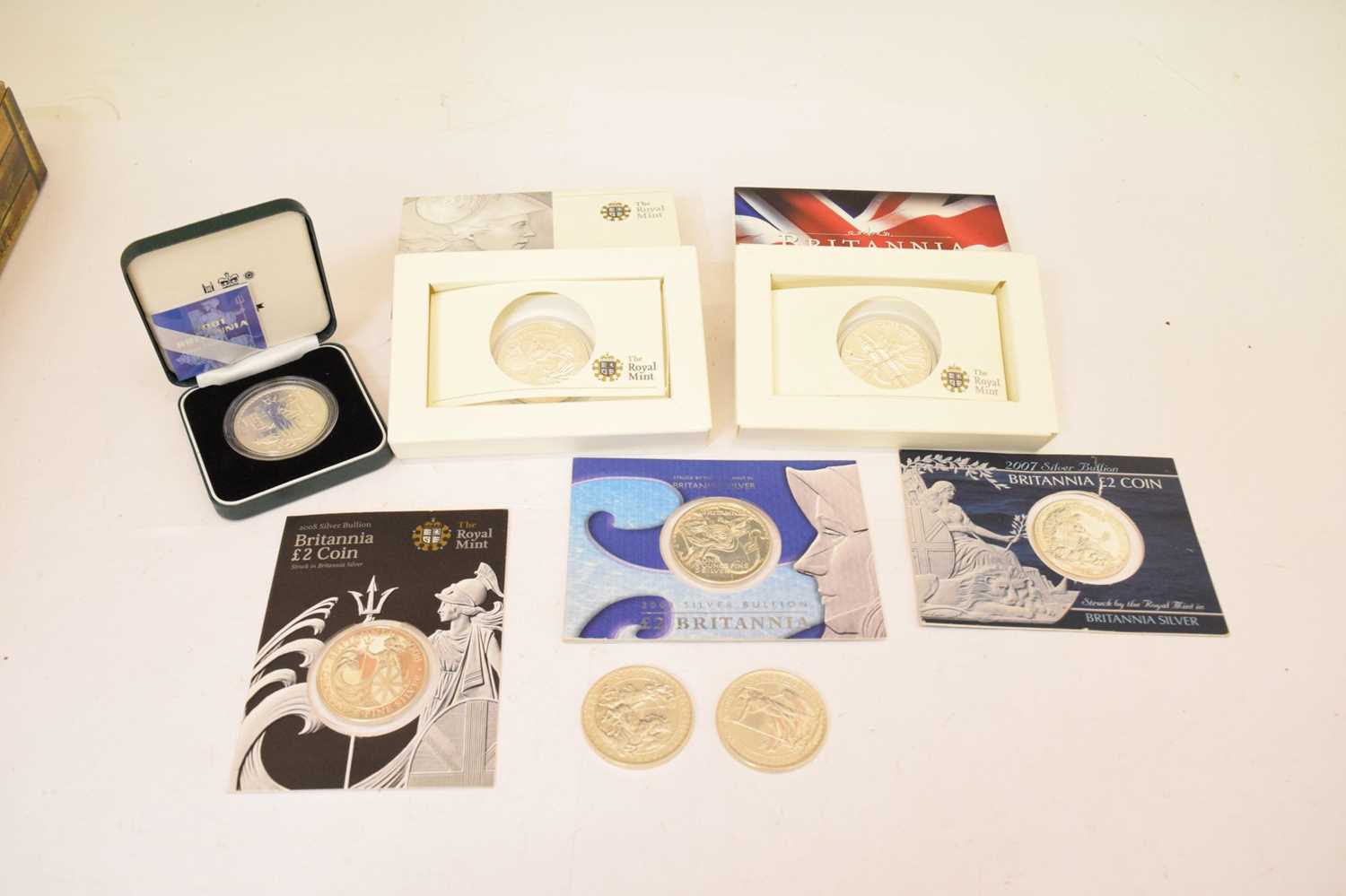 Eight Queen Elizabeth II silver Britannia coins - Image 2 of 11