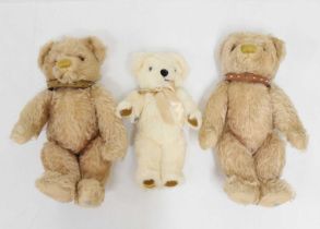 Two Chad Valley blonde mohair teddy bears and a Merrythought teddy bear