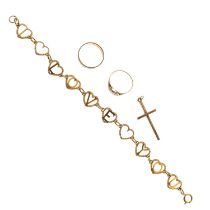 9ct gold 'I Love You' heart motif bracelet