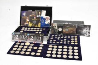 Quantity of Elizabeth II commemorative crowns, and other GB coinage in carry case