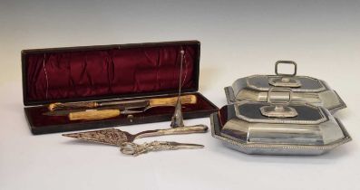 Cased carving set and sundry plated ware