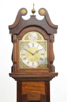 Reproduction mahogany inlaid longcase clock