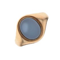 9ct signet ring set polished agate