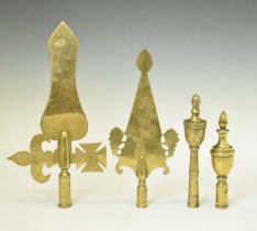 Four West Country Friendly Society brass staff heads, Batcombe and Bruton, etc.