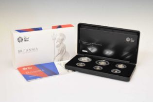 Royal Mint silver proof britannia six coin set, 2014