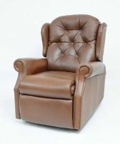 Brown leatherette recliner armchair