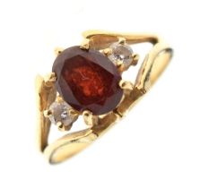 Garnet dress ring, stamped '14K'