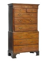 George III inlaid mahogany chest on chest or tallboy