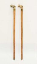 Two 'spirit flask' walking sticks