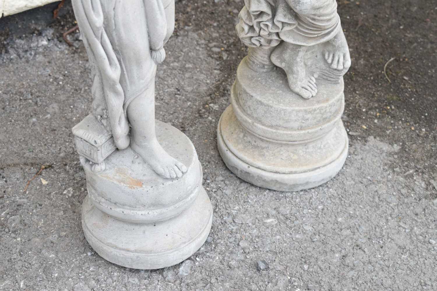 Pair of composite garden statues of classical style maidens - Image 4 of 6