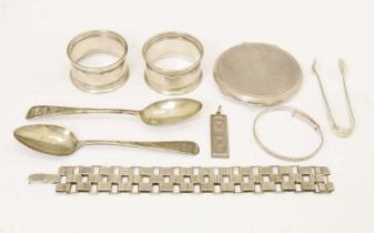 Group of assorted silver and white-metal items.
