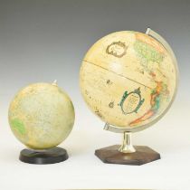 Two 1980s terrestrial globes