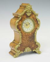 French burr wood mantel timepiece, c.1900