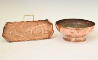 Copper Arts & Crafts bowl and tray