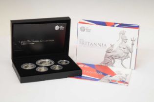 Royal Mint silver proof britannia five coin set, 2013