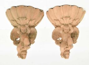 Pair of Cherub wall pockets