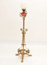 Early 20th century telescopic brass standard lamp