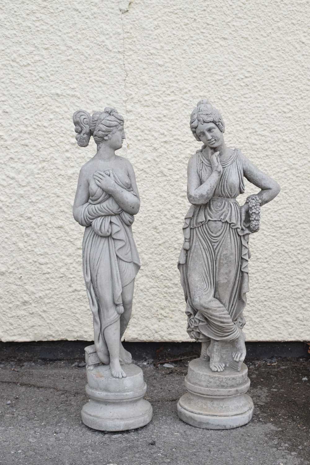 Pair of composite garden statues of classical style maidens - Image 6 of 6