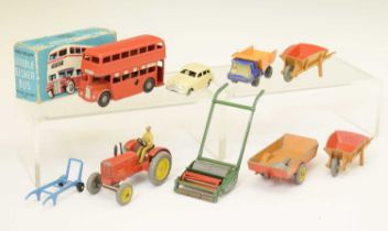 Chad Valley clockwork Double Decker Bus and Dinky Toys