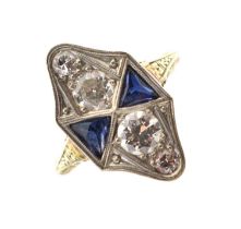 Art Deco-style sapphire and diamond ring