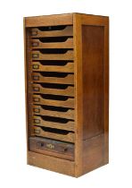 Angus of London oak tambour front filing cabinet