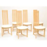 Set of six Rennie Mackintosh influence high back dining chairs, etc