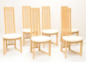 Set of six Rennie Mackintosh influence high back dining chairs, etc