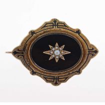 Victorian mourning pendant brooch