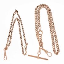 9c 'rose gold' Albert and chain