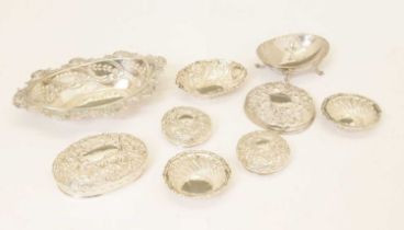 Quantity of embossed silver dressing table lids, etc