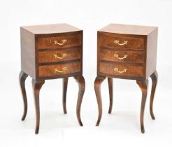 Pair of 20th century three-drawer bedside cabinets