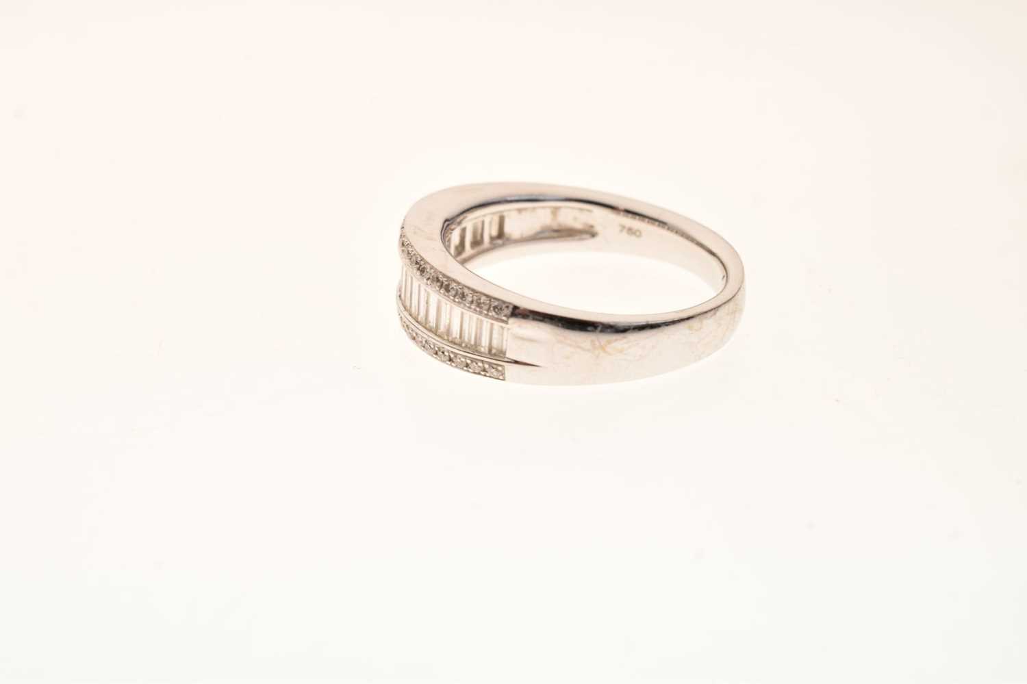18ct white gold, baguette and brilliant cut diamond ring - Image 2 of 6