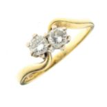 18ct gold two-stone diamond ring