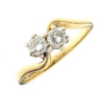 18ct gold two-stone diamond ring