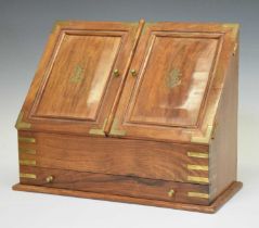 Hardwood and brass bound Campaign-style slope-front stationery box