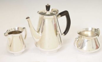 Roberts & Belk three-piece EPNS modernist coffee set