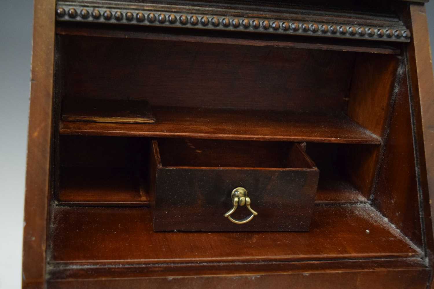 Early 20th Century mahogany tambour-top miniature bureau - Image 5 of 8