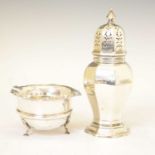 George V silver sugar shaker and Edward VII silver sugar bowl
