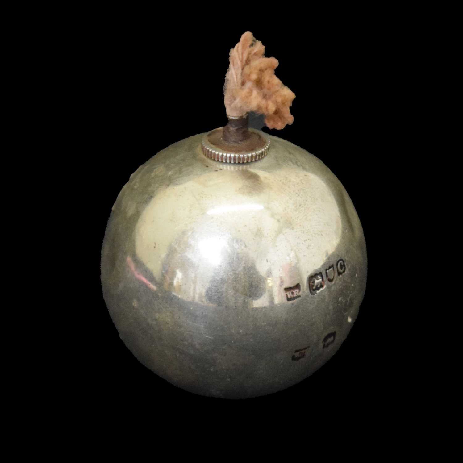Military Interest - Late Victorian silver novelty table lighter in the form of a bomb or grenade,