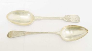 George III silver tablespoon and a Victorian silver Fiddle pattern tablespoons (2)